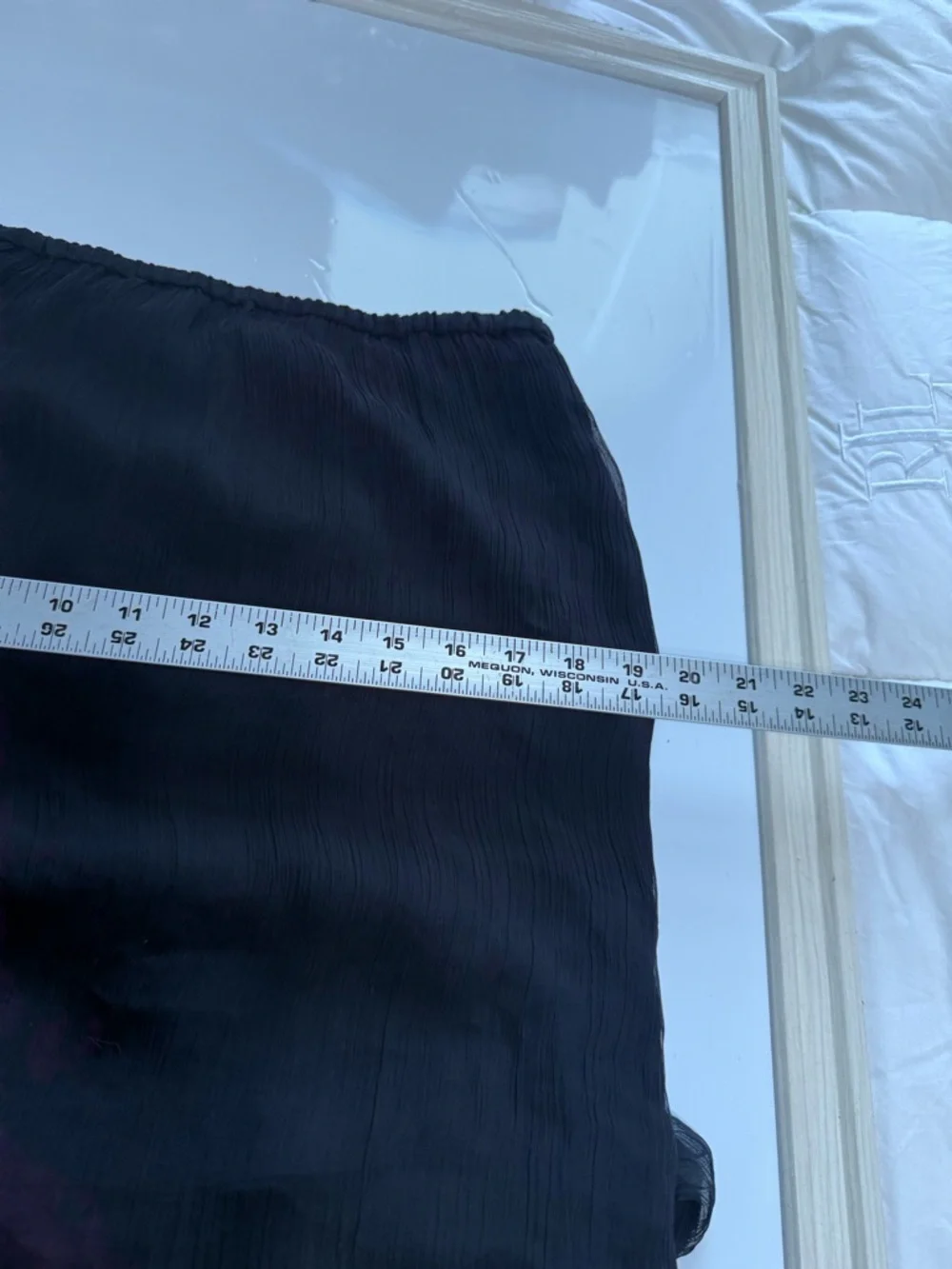 J.Crew Black 100% Cupro Sheer Overlay Midi Skirt Elastic Waist Size Small